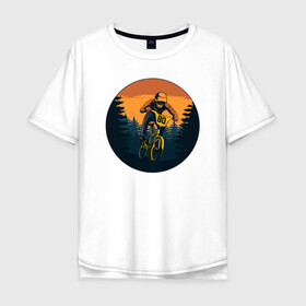 Мужская футболка хлопок Oversize с принтом Брось себе вызов в Тюмени, 100% хлопок | свободный крой, круглый ворот, “спинка” длиннее передней части | bmx | rider | велогонки | рампа | экстремальный спорт | экстрим | экстримрайдер