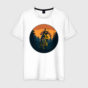 Мужская футболка хлопок с принтом Брось себе вызов в Тюмени, 100% хлопок | прямой крой, круглый вырез горловины, длина до линии бедер, слегка спущенное плечо. | bmx | rider | велогонки | рампа | экстремальный спорт | экстрим | экстримрайдер