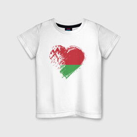 Детская футболка хлопок с принтом Сердце Беларуси в Тюмени, 100% хлопок | круглый вырез горловины, полуприлегающий силуэт, длина до линии бедер | belarus | love | ussr | беларусь | белорус | белоруссия | лукашенко | любовь | минск | сердце | ссср | страна | турист | флаг