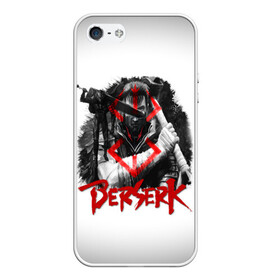 Чехол для iPhone 5/5S матовый с принтом Берсерк - Berserk в Тюмени, Силикон | Область печати: задняя сторона чехла, без боковых панелей | Тематика изображения на принте: anime | berserk | аниме | берсерк | бесерк | гатс | манга | мультфильм