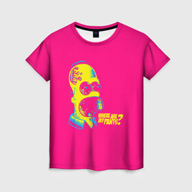 Женская футболка 3D с принтом Acid Gomer в Тюмени, 100% полиэфир ( синтетическое хлопкоподобное полотно) | прямой крой, круглый вырез горловины, длина до линии бедер | gomer | simpsons | the simpson | гомер | мульт | мультфильм | симпсоны