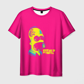 Мужская футболка 3D с принтом Acid Gomer в Тюмени, 100% полиэфир | прямой крой, круглый вырез горловины, длина до линии бедер | Тематика изображения на принте: gomer | simpsons | the simpson | гомер | мульт | мультфильм | симпсоны