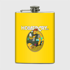 Фляга с принтом Homer Cry в Тюмени, металлический корпус | емкость 0,22 л, размер 125 х 94 мм. Виниловая наклейка запечатывается полностью | far cry | farcray | gomer | homer | simpsons | the simpson | гомер | мульт | мультфильм | симпсоны | фар край