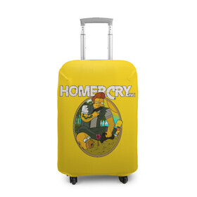 Чехол для чемодана 3D с принтом Homer Cry в Тюмени, 86% полиэфир, 14% спандекс | двустороннее нанесение принта, прорези для ручек и колес | far cry | farcray | gomer | homer | simpsons | the simpson | гомер | мульт | мультфильм | симпсоны | фар край