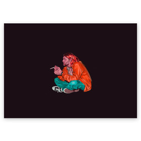 Поздравительная открытка с принтом Sad Kurt в Тюмени, 100% бумага | плотность бумаги 280 г/м2, матовая, на обратной стороне линовка и место для марки
 | alternative | kurt cobain | metall | music | nirvana | rock | альтернатива | курт кобейн | курт кобэйн | металл | музыка | нирвана | нирванна | рок