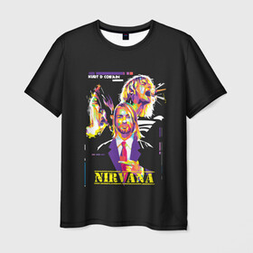 Мужская футболка 3D с принтом Kurt Cobain в Тюмени, 100% полиэфир | прямой крой, круглый вырез горловины, длина до линии бедер | alternative | kurt cobain | metall | music | nirvana | rock | альтернатива | курт кобейн | курт кобэйн | металл | музыка | нирвана | нирванна | рок