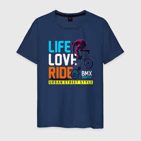 Мужская футболка хлопок с принтом BMX Freestyle в Тюмени, 100% хлопок | прямой крой, круглый вырез горловины, длина до линии бедер, слегка спущенное плечо. | bmx | freestyle | rider | велогонки | рампа | экстремальный спорт | экстрим | экстримрайдер