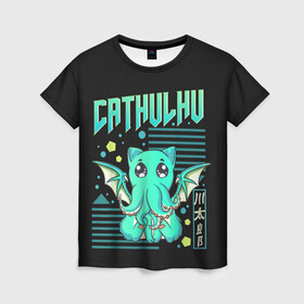 Женская футболка 3D с принтом CatHulhu в Тюмени, 100% полиэфир ( синтетическое хлопкоподобное полотно) | прямой крой, круглый вырез горловины, длина до линии бедер | ancient | azathoth | call | cat | cthulhu | dagon | good | howard | hydra | lovecraft | luck | nyarlathotep | of | phillips | the | unknown | yog sothoth | азатот | гидра | говард | дагон | древний | зов | йог сотот | кот | кошка | ктулху | лавкрафт | нев