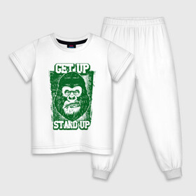 Детская пижама хлопок с принтом Get Up - Stand Up в Тюмени, 100% хлопок |  брюки и футболка прямого кроя, без карманов, на брюках мягкая резинка на поясе и по низу штанин
 | bob marley | get up | get up stand up | gorilla | stand up | боб марли | вставай | горилла | обезьяна