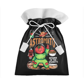 Подарочный 3D мешок с принтом Astromato в Тюмени, 100% полиэстер | Размер: 29*39 см | alive | astronaut | defender | food | galaxy | ketchup | monster | moon | pizza | planet | space | spaghetti | tomato | vegetable | астронавт | галактика | еда | живая | живой | защитник | кетчуп | космос | луна | монстр | овощ | пицца | планета | помидор