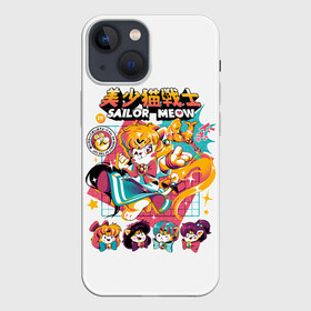 Чехол для iPhone 13 mini с принтом Sailor Meow в Тюмени,  |  | Тематика изображения на принте: ami | cat | cats | meow | minako | moon | rei | sailor | usagi | ами | артемис | венера | кот | кошка | луна | макото | марс | меркурий | минако | мичиру | момару | мун | мяу | плутон | принц | рэй | сатурн | сейлор | серенити | сецун