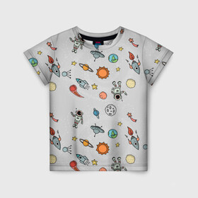 Детская футболка 3D с принтом Космический астронавт в Тюмени, 100% гипоаллергенный полиэфир | прямой крой, круглый вырез горловины, длина до линии бедер, чуть спущенное плечо, ткань немного тянется | космос | луна | млечный путь | ракета | станция