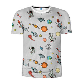 Мужская футболка 3D спортивная с принтом Космический астронавт в Тюмени, 100% полиэстер с улучшенными характеристиками | приталенный силуэт, круглая горловина, широкие плечи, сужается к линии бедра | космос | луна | млечный путь | ракета | станция