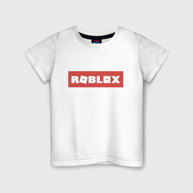 Детская футболка хлопок с принтом Roblox в Тюмени, 100% хлопок | круглый вырез горловины, полуприлегающий силуэт, длина до линии бедер | game | gamer | logo | minecraft | roblox | simulator | игра | конструктор | лого | симулятор | строительство | фигура