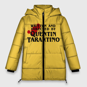 Женская зимняя куртка Oversize с принтом Quentin Tarantino в Тюмени, верх — 100% полиэстер; подкладка — 100% полиэстер; утеплитель — 100% полиэстер | длина ниже бедра, силуэт Оверсайз. Есть воротник-стойка, отстегивающийся капюшон и ветрозащитная планка. 

Боковые карманы с листочкой на кнопках и внутренний карман на молнии | Тематика изображения на принте: directed by quentin tarantino | mem qwentin | quentin tarantino | written and directed by quentin tarantino | бешенные псы | криминальное чтиво | любимый режиссер | мем | мем квентин тарантино | режиссер | режиссер квентин тарантино