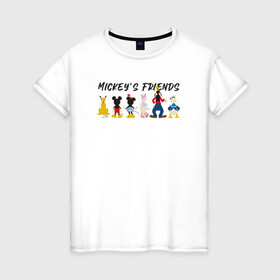 Женская футболка хлопок с принтом Друзья микки в Тюмени, 100% хлопок | прямой крой, круглый вырез горловины, длина до линии бедер, слегка спущенное плечо | Тематика изображения на принте: disney | mickey mouse | дисней | микки маус