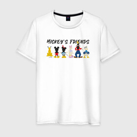 Мужская футболка хлопок с принтом Друзья микки в Тюмени, 100% хлопок | прямой крой, круглый вырез горловины, длина до линии бедер, слегка спущенное плечо. | disney | mickey mouse | дисней | микки маус