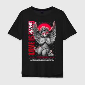 Мужская футболка хлопок Oversize с принтом Dead Angel black в Тюмени, 100% хлопок | свободный крой, круглый ворот, “спинка” длиннее передней части | ангел | в подарок | влюбленным | жене | любимой | любимому | любовь | мужу | на день рождения | с надписями | с цитатами | сердце