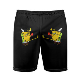 Мужские шорты спортивные с принтом SpongeBob 2s в Тюмени,  |  | губка боб | два | на коленях | облизывает | спанч боб