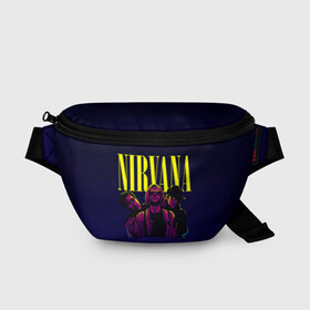 Поясная сумка 3D с принтом Nirvana Neon в Тюмени, 100% полиэстер | плотная ткань, ремень с регулируемой длиной, внутри несколько карманов для мелочей, основное отделение и карман с обратной стороны сумки застегиваются на молнию | alternative | kurt cobain | metall | music | nirvana | rock | альтернатива | курт кобейн | курт кобэйн | металл | музыка | нирвана | нирванна | рок