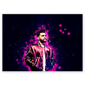 Поздравительная открытка с принтом The Weeknd в Тюмени, 100% бумага | плотность бумаги 280 г/м2, матовая, на обратной стороне линовка и место для марки
 | Тематика изображения на принте: blinding lights | music | pop | star boy | the weekend | the weeknd | музыка | уикенд