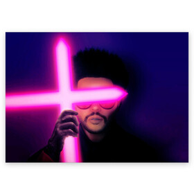Поздравительная открытка с принтом The Weeknd - Blinding Lights в Тюмени, 100% бумага | плотность бумаги 280 г/м2, матовая, на обратной стороне линовка и место для марки
 | Тематика изображения на принте: blinding lights | music | pop | star boy | the weekend | the weeknd | музыка | уикенд
