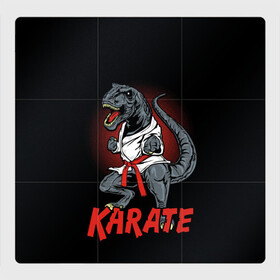 Магнитный плакат 3Х3 с принтом KARATE T-REX в Тюмени, Полимерный материал с магнитным слоем | 9 деталей размером 9*9 см | animal | dinosaur | fight | fighter | hunter | karate | red | sport | strong | t rex | боец | бои | динозавр | карате | сила | спорт | тиранозавр | хищник