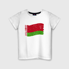 Детская футболка хлопок с принтом Флаг - Беларусь в Тюмени, 100% хлопок | круглый вырез горловины, полуприлегающий силуэт, длина до линии бедер | belarus | ussr | беларусь | белорус | белоруссия | лукашенко | минск | ссср | страна | турист | флаг