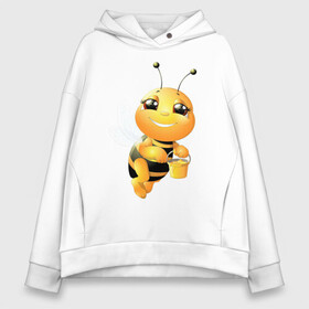 Женское худи Oversize хлопок с принтом Милая пчелка в Тюмени, френч-терри — 70% хлопок, 30% полиэстер. Мягкий теплый начес внутри —100% хлопок | боковые карманы, эластичные манжеты и нижняя кромка, капюшон на магнитной кнопке | здоровье | мед | насекомые | природа | пчела | пчелка | пчелы