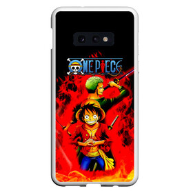 Чехол для Samsung S10E с принтом Зоро и Луффи в огне One Piece в Тюмени, Силикон | Область печати: задняя сторона чехла, без боковых панелей | Тематика изображения на принте: anime | manga | monkey d. luffy | one piece | zoro roronoa | аниме | большой куш | ван пис | вон пис | зородзюро | король пиратов | луси | луфи | луффи | манга | манки д. луффи | мугивара | охотник на пиратов | пират