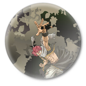 Значок с принтом Хвост феи в Тюмени,  металл | круглая форма, металлическая застежка в виде булавки | аниме | камуфляж | манга | нацу | нацу драгнил | саламандра | хвост феи