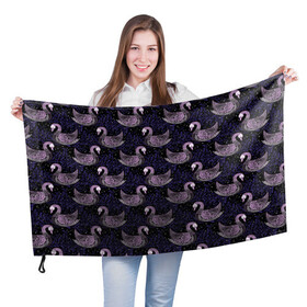 Флаг 3D с принтом Лебеди из бисера в Тюмени, 100% полиэстер | плотность ткани — 95 г/м2, размер — 67 х 109 см. Принт наносится с одной стороны | абстракция | лебеди | лебедь | паттерн | птица | текстуры | узоры | утки