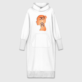 Платье удлиненное хлопок с принтом Девушка в Тюмени,  |  | Тематика изображения на принте: градиент | девушка | иероглифы | корея | свобода