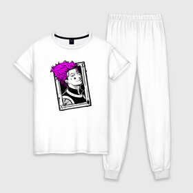 Женская пижама хлопок с принтом ХИСОКА (КАРТА) в Тюмени, 100% хлопок | брюки и футболка прямого кроя, без карманов, на брюках мягкая резинка на поясе и по низу штанин | anime | hanter | hanter x hanter | hisoka | manga | аниме | манга | хантер | хантер х хантер | хисока
