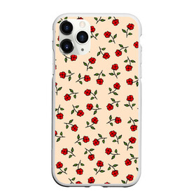 Чехол для iPhone 11 Pro матовый с принтом Прованс из роз в Тюмени, Силикон |  | flowers | girls | red roses | roses | vintage | букет | бутоны | винтаж | девушкам | женщинам | красные розы | красные цветы | листья | нарисованные цветы | подарок | природа | прованс | розы | узор | цветочный принт