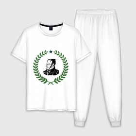Мужская пижама хлопок с принтом Макс Штирнер в Тюмени, 100% хлопок | брюки и футболка прямого кроя, без карманов, на брюках мягкая резинка на поясе и по низу штанин
 | anarchy | spook | stirner | анархизм | исторические личности | философы | штирнер