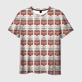 Мужская футболка 3D с принтом Суп как искусство в Тюмени, 100% полиэфир | прямой крой, круглый вырез горловины, длина до линии бедер | банки | суп | томат | томатный суп | энди уорхолл