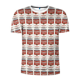 Мужская футболка 3D спортивная с принтом Суп как искусство в Тюмени, 100% полиэстер с улучшенными характеристиками | приталенный силуэт, круглая горловина, широкие плечи, сужается к линии бедра | Тематика изображения на принте: банки | суп | томат | томатный суп | энди уорхолл
