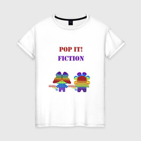 Женская футболка хлопок с принтом Pop-it story в Тюмени, 100% хлопок | прямой крой, круглый вырез горловины, длина до линии бедер, слегка спущенное плечо | pop it. simple dimple | кримальное чтиво | поп ит | симпл димпл