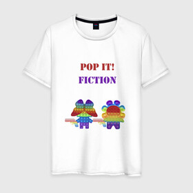 Мужская футболка хлопок с принтом Pop-it story в Тюмени, 100% хлопок | прямой крой, круглый вырез горловины, длина до линии бедер, слегка спущенное плечо. | pop it. simple dimple | кримальное чтиво | поп ит | симпл димпл