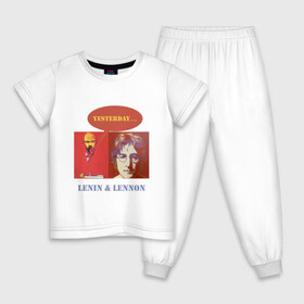 Детская пижама хлопок с принтом Ленин и Леннон в Тюмени, 100% хлопок |  брюки и футболка прямого кроя, без карманов, на брюках мягкая резинка на поясе и по низу штанин
 | yesterday | анекдоты | биттлз | картины | ленин | леннон | революция | уорхолл | энди