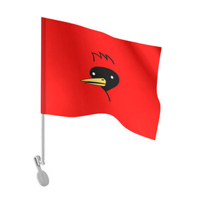 Флаг для автомобиля с принтом Омская Птица в Тюмени, 100% полиэстер | Размер: 30*21 см | winged doom | вингедум | мемы | омск | птица