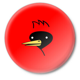 Значок с принтом Омская Птица в Тюмени,  металл | круглая форма, металлическая застежка в виде булавки | winged doom | вингедум | мемы | омск | птица