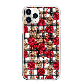 Чехол для iPhone 11 Pro матовый с принтом Розы в клеточку в Тюмени, Силикон |  | Тематика изображения на принте: абстракция | паттерн | розы | текстуры | узоры | цветочки | цветы
