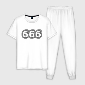 Мужская пижама хлопок с принтом 666 в Тюмени, 100% хлопок | брюки и футболка прямого кроя, без карманов, на брюках мягкая резинка на поясе и по низу штанин
 | 666 | апокалипсис | дъявол | число | шесть