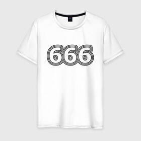 Мужская футболка хлопок с принтом 666 в Тюмени, 100% хлопок | прямой крой, круглый вырез горловины, длина до линии бедер, слегка спущенное плечо. | Тематика изображения на принте: 666 | апокалипсис | дъявол | число | шесть