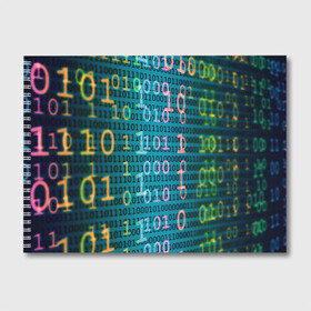 Альбом для рисования с принтом Бинарный код в Тюмени, 100% бумага
 | матовая бумага, плотность 200 мг. | binary | code | бинарный | еденица | код | ноль | последовательность | программа