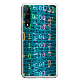 Чехол для Honor P30 с принтом Бинарный код в Тюмени, Силикон | Область печати: задняя сторона чехла, без боковых панелей | binary | code | бинарный | еденица | код | ноль | последовательность | программа