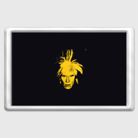 Магнит 45*70 с принтом Желтое лицо Энди Уорхол в Тюмени, Пластик | Размер: 78*52 мм; Размер печати: 70*45 | andy warhole | автопортрет | желтое | лицо | художник | черное | энди уорхол