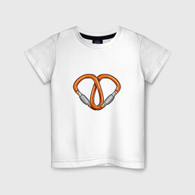 Детская футболка хлопок с принтом Carabiners love в Тюмени, 100% хлопок | круглый вырез горловины, полуприлегающий силуэт, длина до линии бедер | carabiners | gwaenor | love | альпинизм | карабин | любовь | сердце | скалолазание
